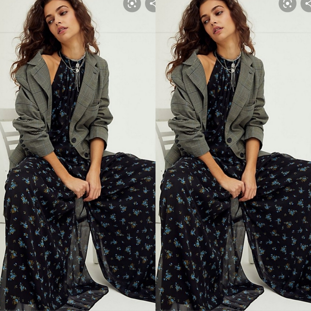 Women's Black Floral Halter Jumpsuit